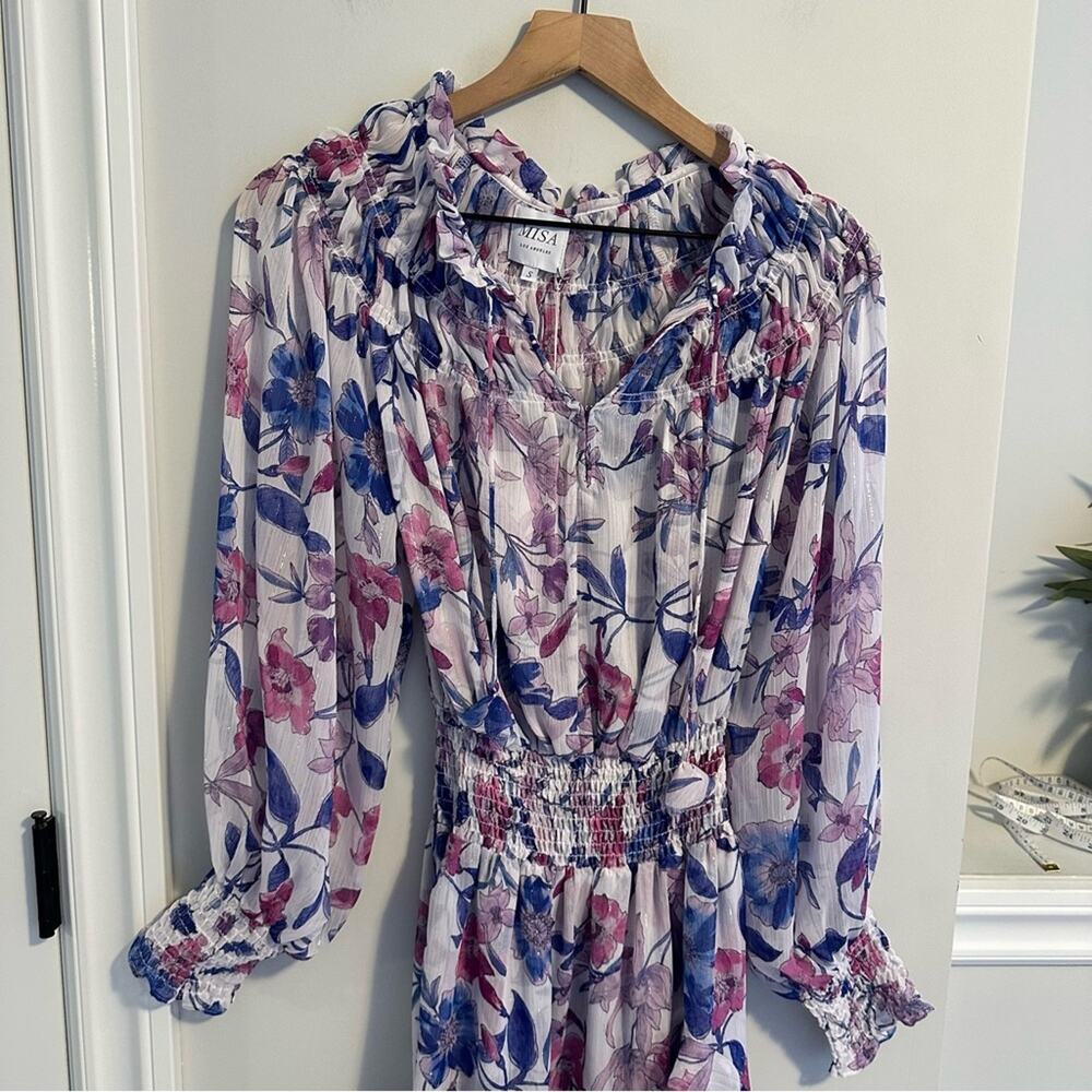 NWT MISA Los Angeles Purple Blue Floral Mini Dress Small - Picture 7 of 12